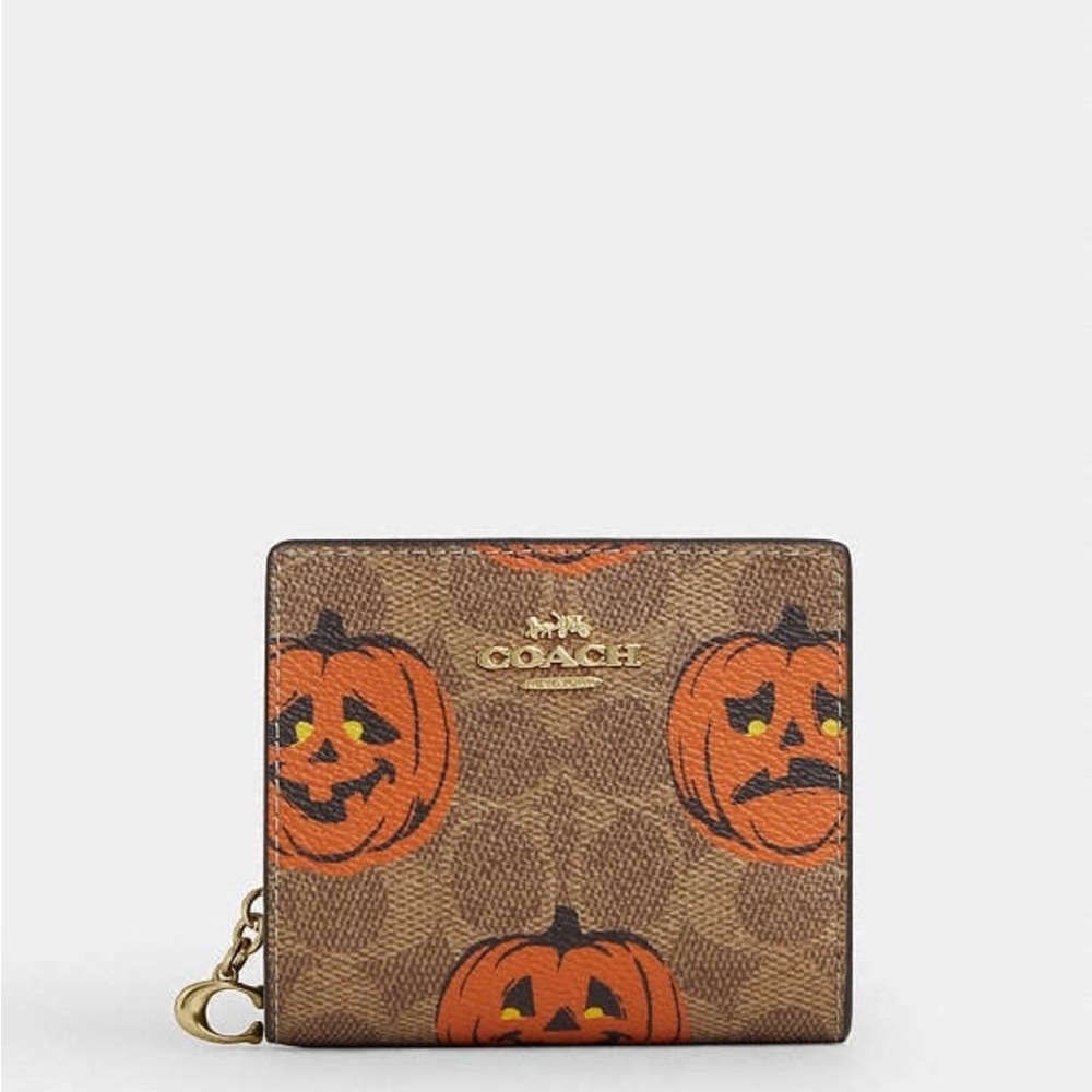 NWT Coach Snap Wallet In Signature Canvas With Halloween Print CCR19🎃